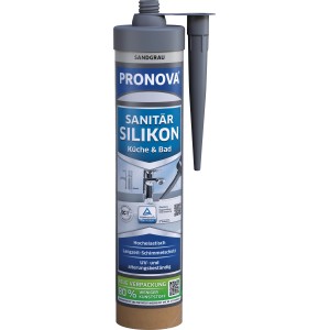 Pronova Sanitär-Silikon Eco, 280ml, sandgrau, für Küche und Bad. Mit Schimmelschutz.