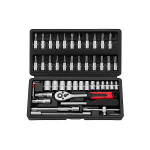 Tech-Craft Ratschen- und Bit-Set, 46-teilig im Koffer. Werkzeugset für Schraubarbeiten.