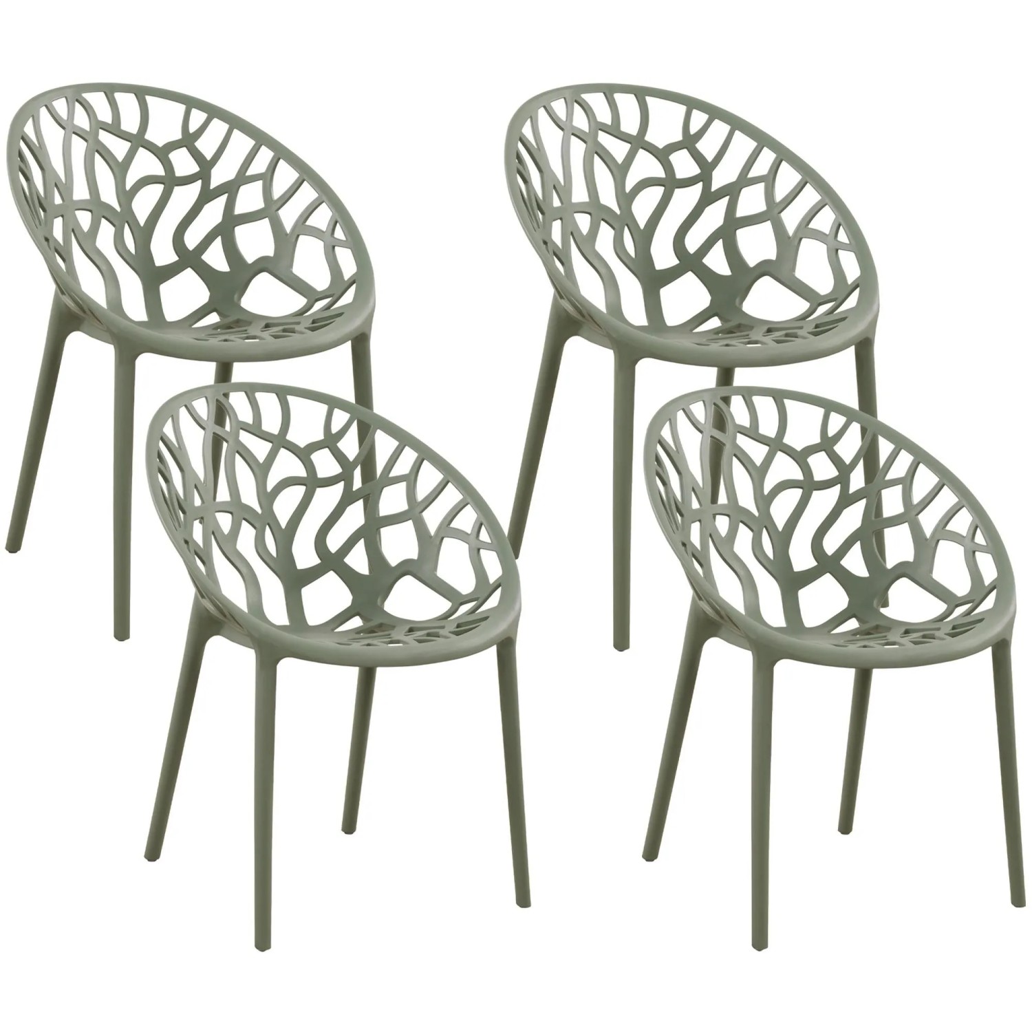 CLP 4er Set Gartenstühle Hope Oliv