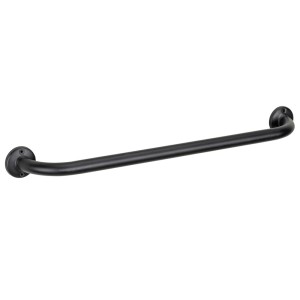 Schwarze Wenko Badetuchstange Basic, 66 cm, aus Edelstahl zur Wandmontage.