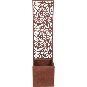 Rostbrauner Garden Pleasure Pflanzkübel Ezra mit Sichtschutz (118x30x30cm) für Pflanzenanzucht.