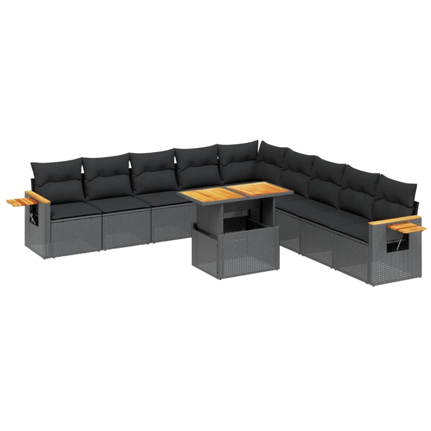 vidaXL 11-Tlg Garten-Sofagarnitur mit Kissen Schwarz Poly Rattan 3273701 günstig online kaufen