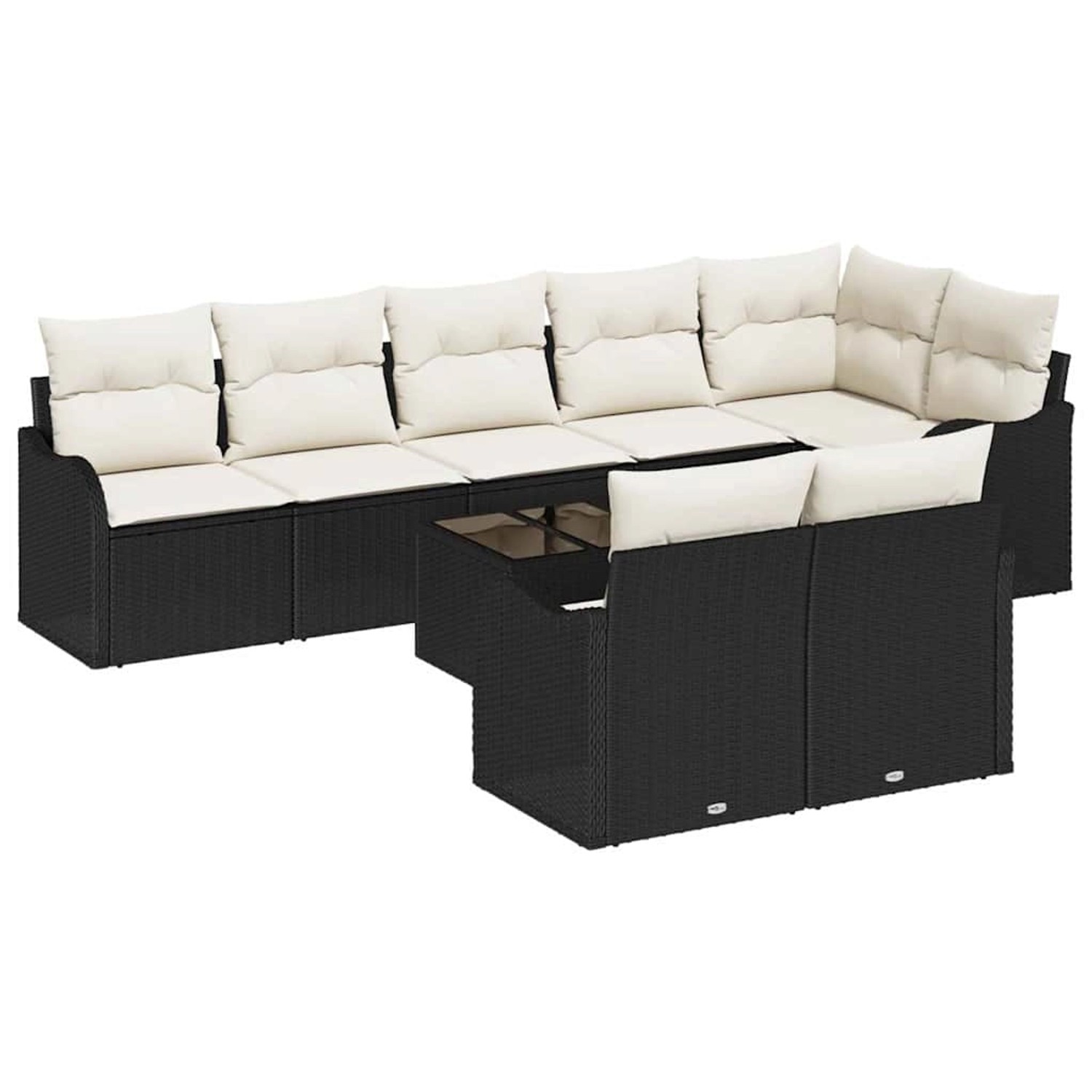 vidaXL Garten-Sofa-Set mit Kissen 9-Tlg Schwarz Poly Rattan 3345757 günstig online kaufen