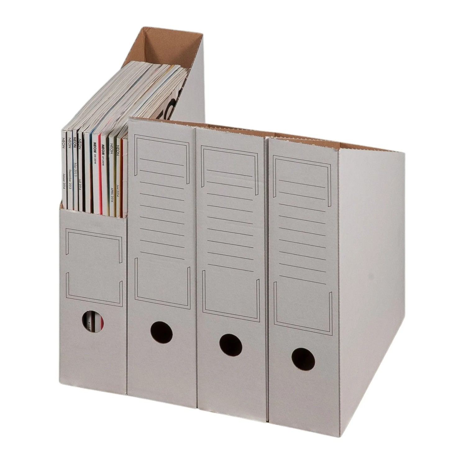 PROREGAL Mega Deal 80x Archiv-Stehsammler A4 LxBxH 260x75x315mm mit Grifflöchern & Beschriftungsfeld Weiß Archivbox Archivkarton Aktenkarton