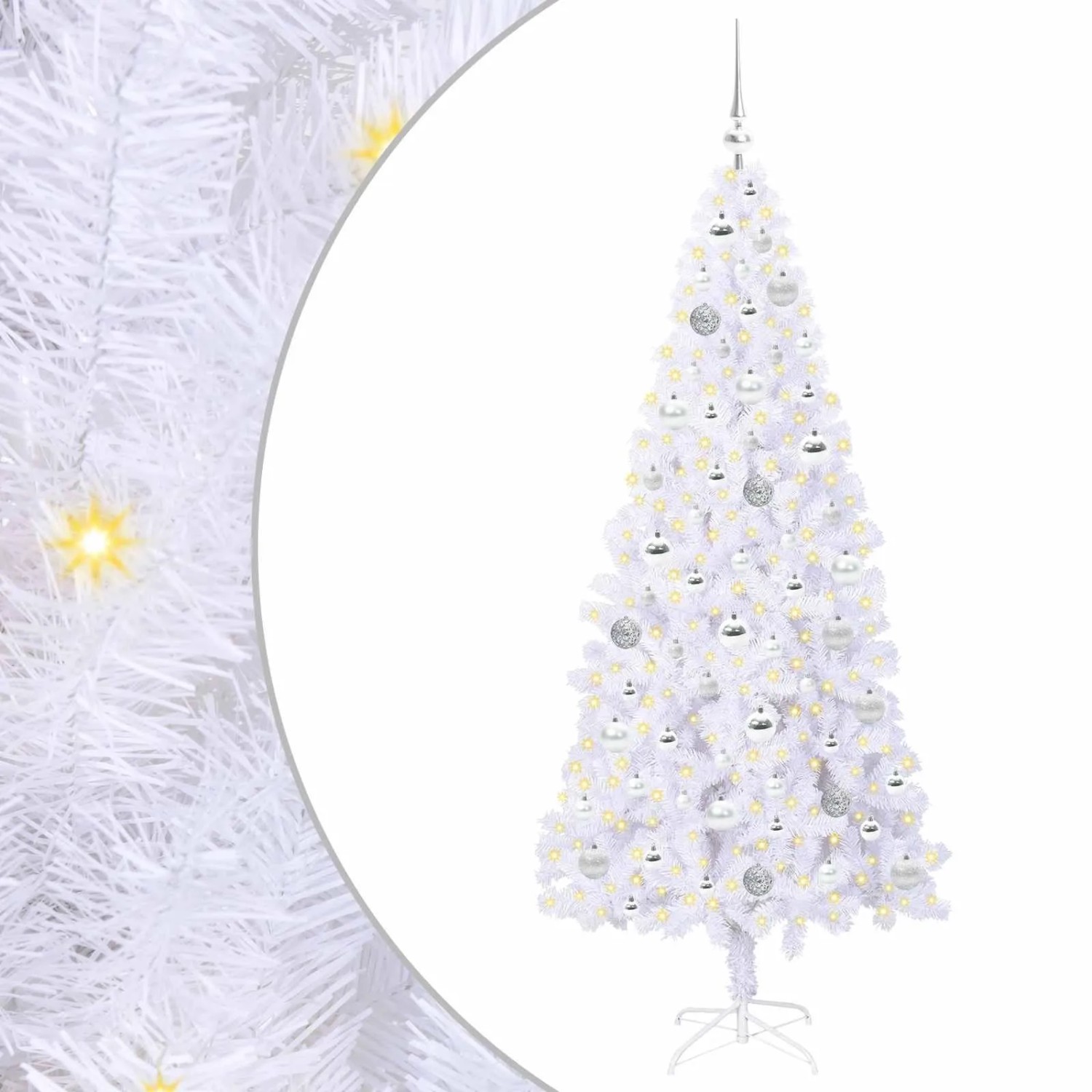 vidaXL Künstlicher Weihnachtsbaum Weiß 180 cm PVC und Stahl 3426662