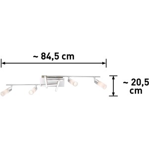 OBI LIGHTING LED-Lichtobjekt Casoli, 4-flammiger Deckenstrahler in Chrom mit LED-Leisten, ca. 84,5x20,5cm.