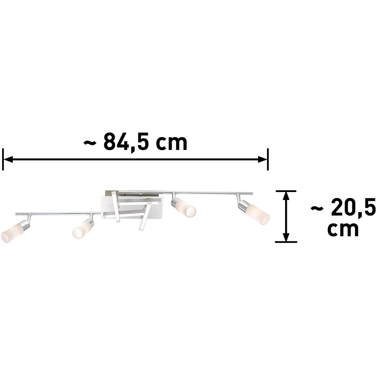 OBI LIGHTING LED-Lichtobjekt Casoli, 4-flammiger Deckenstrahler in Chrom mit LED-Leisten, ca. 84,5x20,5cm.
