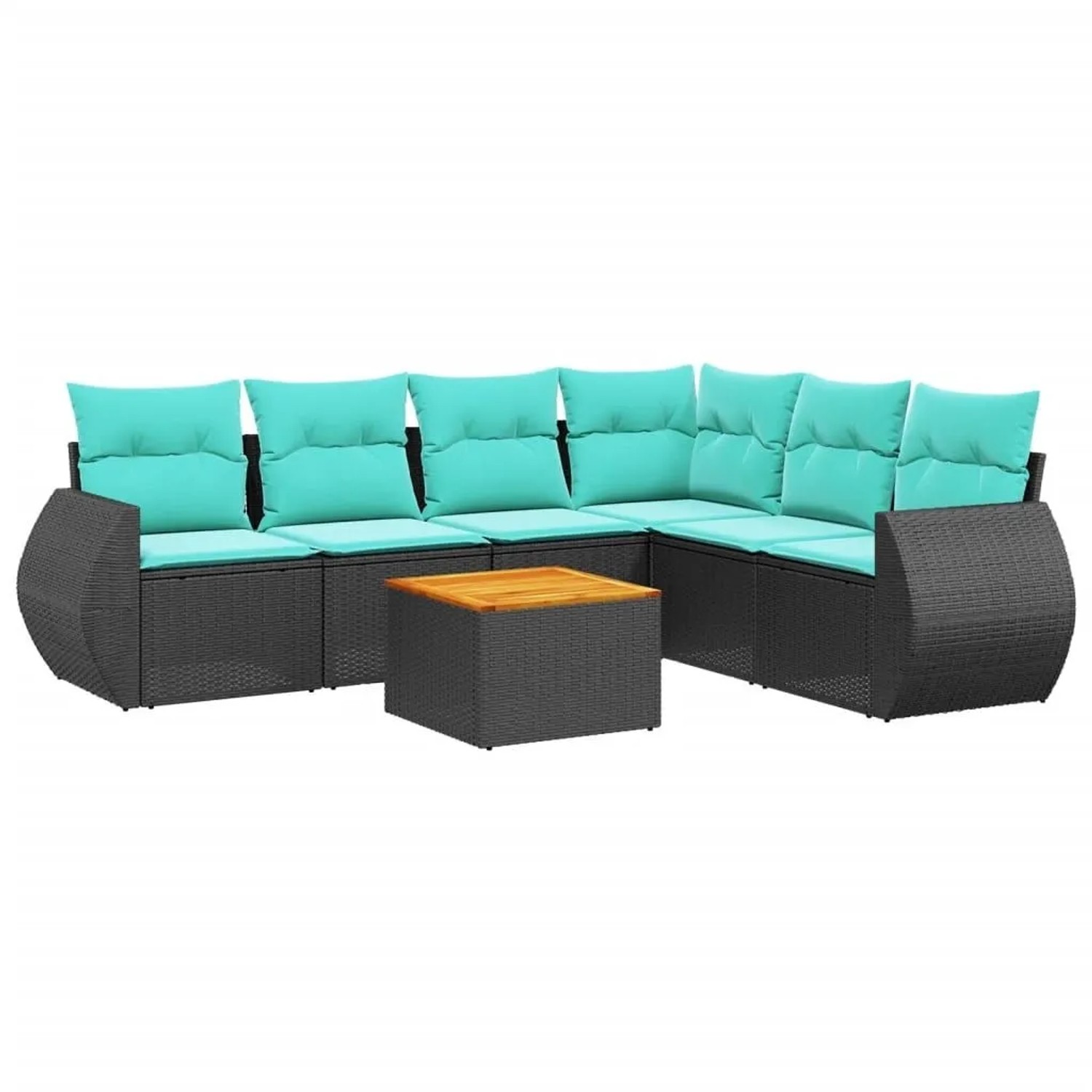 vidaXL 7-Tlg Gartensofa-Set mit Kissen Schwarz Polyrattan 3225021 günstig online kaufen