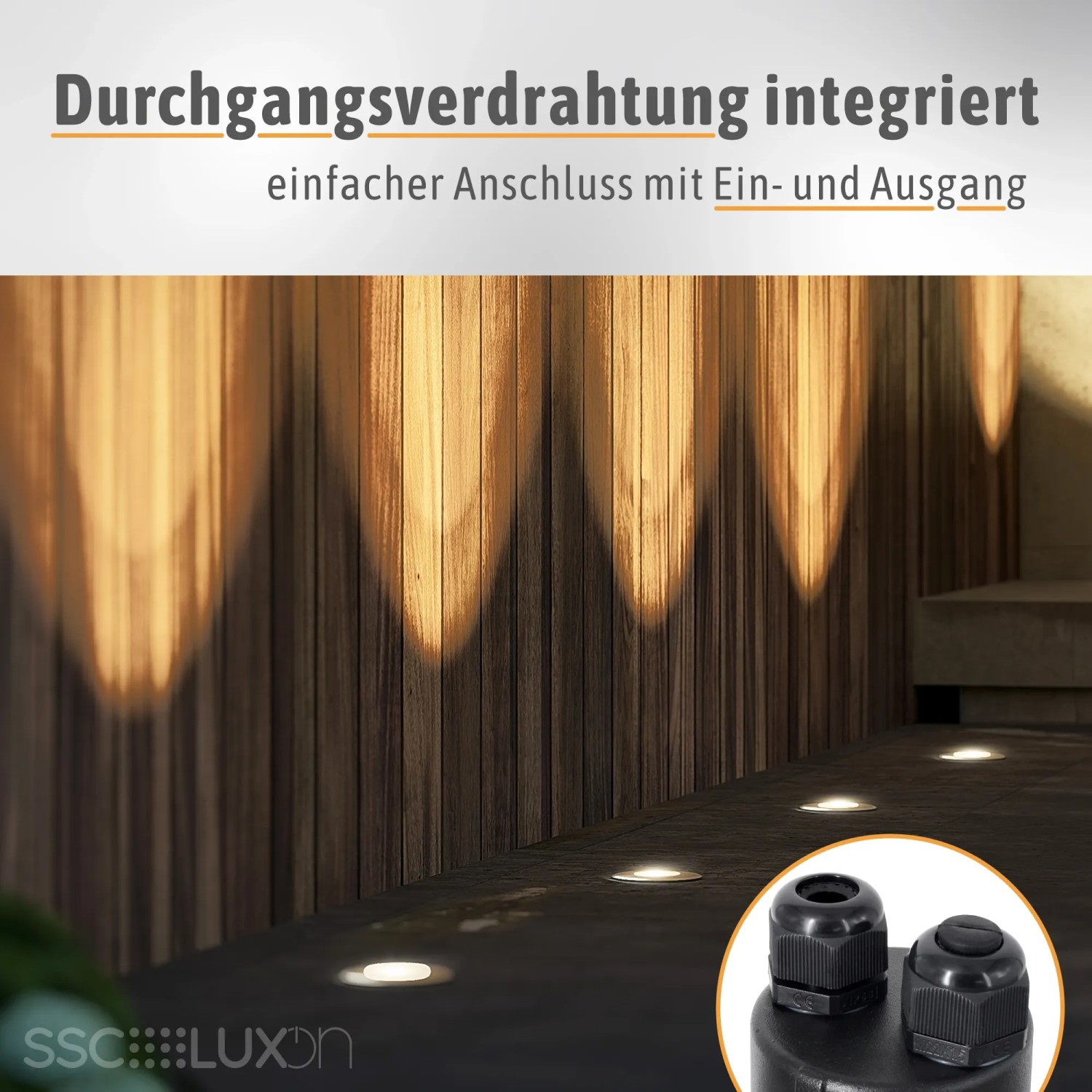 4er Set SSC-LUXon Juavi Bodeneinbaustrahler, eckig, silber, IP67, schwenkbar, ohne Leuchtmittel.