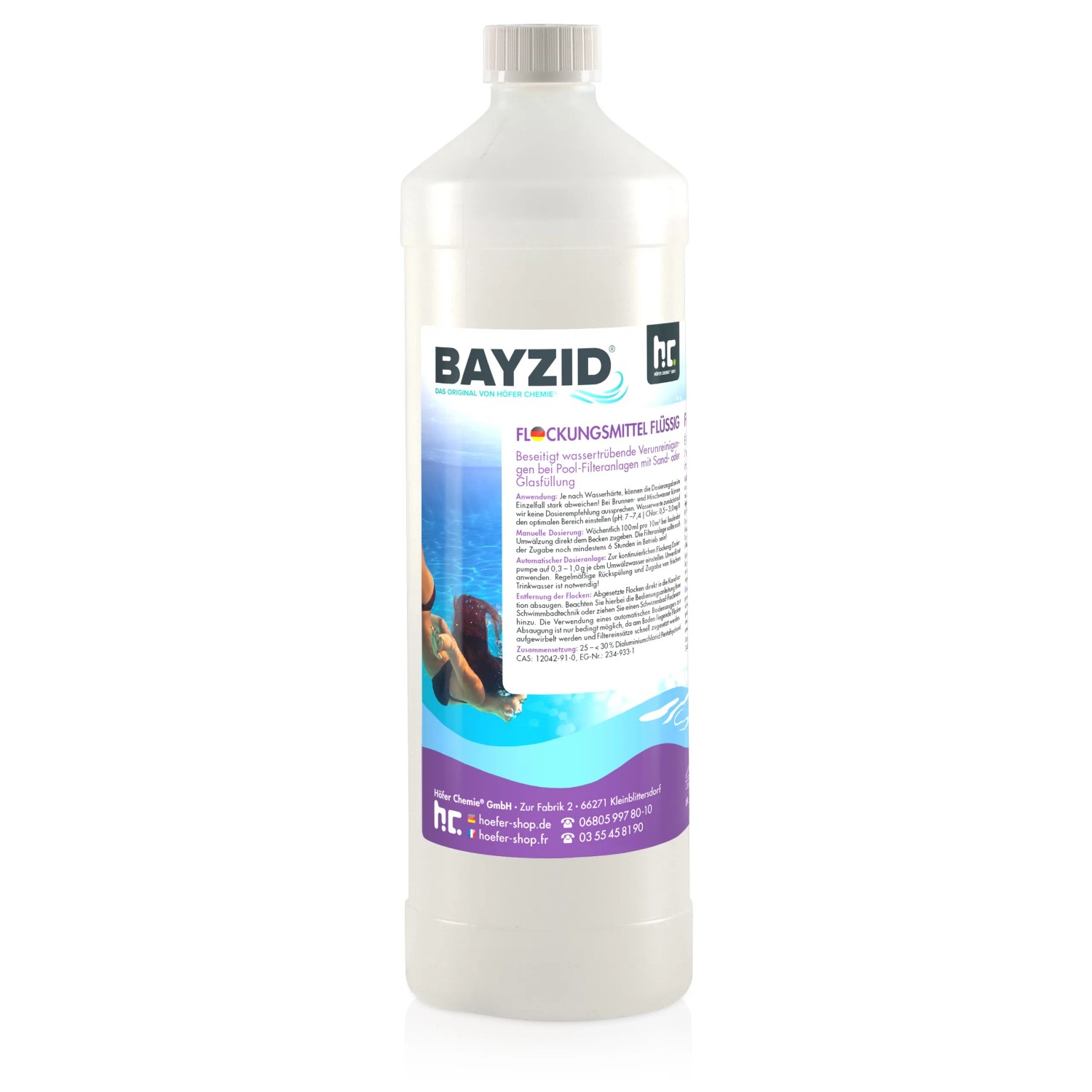 Bayzid Flockungsmittel flüssig, 6 x 1 Liter Flasche für klare Pools.