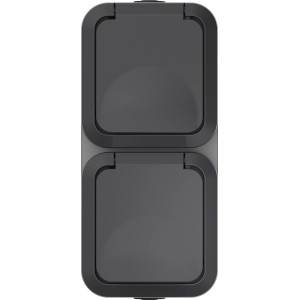 2-fach Steckdose Aqua Pro in Grau-Anthrazit für Feuchträume und Außenbereiche.