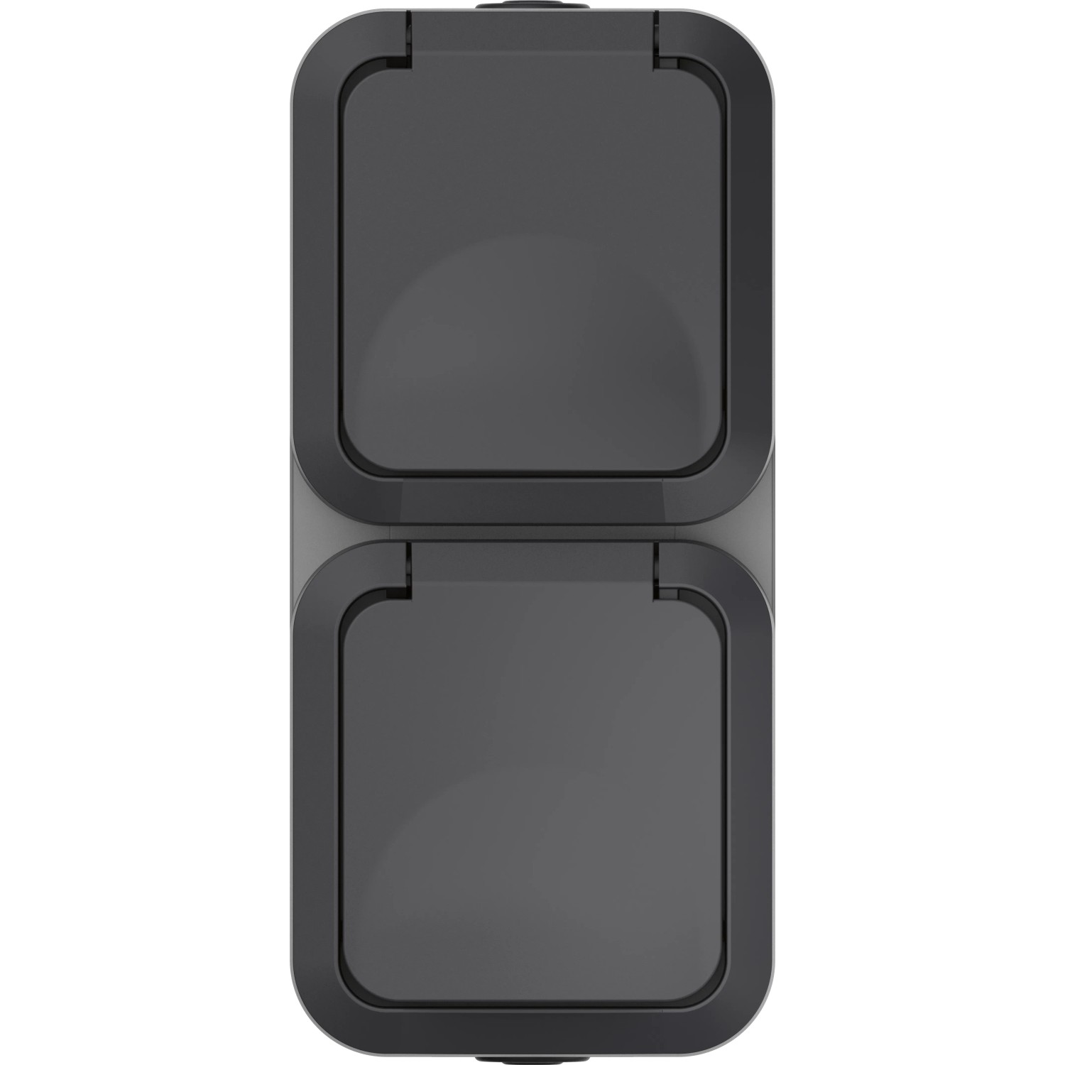 2-fach Steckdose Aqua Pro in Grau-Anthrazit für Feuchträume und Außenbereiche.