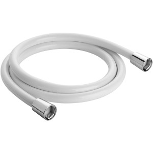 AquaSu Basic Brauseschlauch, 150 cm, weiß, mit Chrom-Anschlüssen.