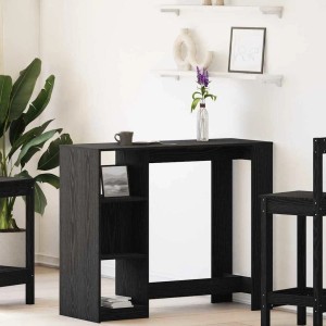 vidaXL Bartisch in Schwarz Eichen-Optik mit Regalen, 124x46x103,5 cm.