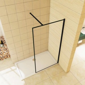 Duschparadies Walk In Dusche 80cm Walk-in Glas 8mm Nano Glas Seitenwand Duschwand Klarglas Schwarzrahmen