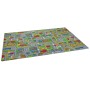 Bunter Snapstyle Kinder Spielteppich Abenteuerland mit Straßen und Häusern, 80x240cm.