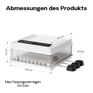 Fudajo Vollautomatischer Flächenbrüter Brutmaschine 64 Eier Inkubator Hühner