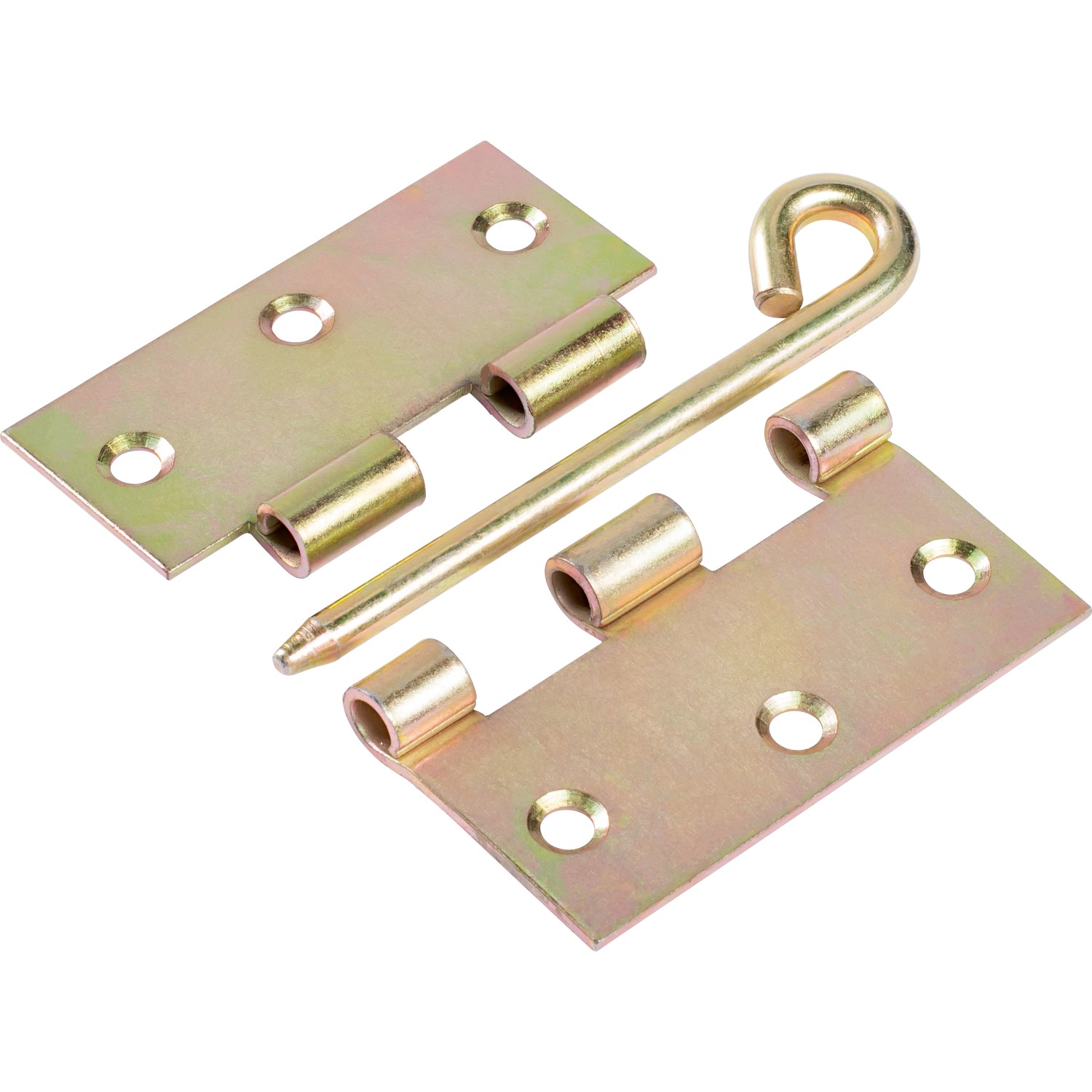 Gelb verzinktes Scharnier (75x75mm) mit losem Stift und Öse für bewegliche Verbindungen.