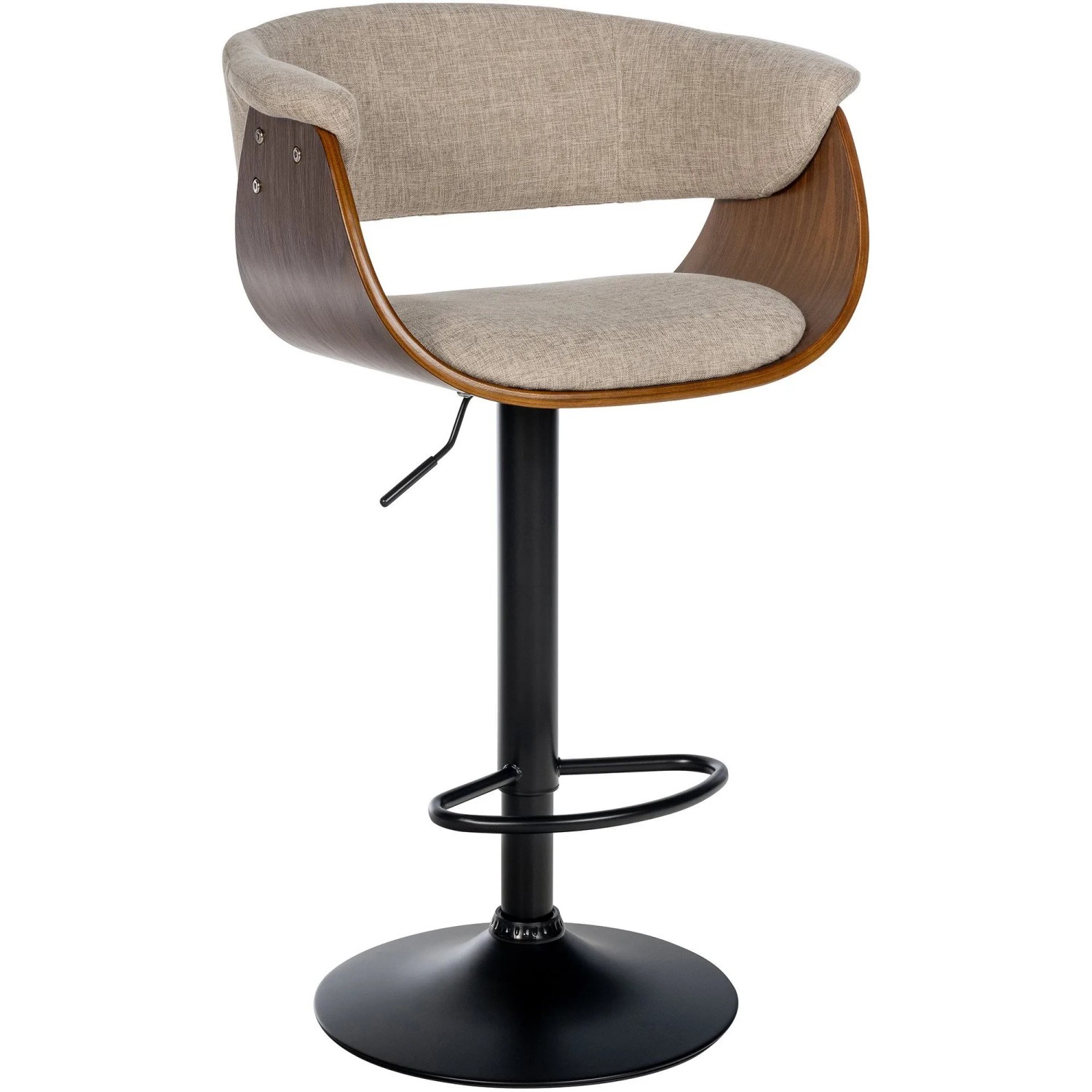 DELUKE Barhocker BAKOT Stoff Walnuss/creme 60x51x90cm Barstuhl Höhenverstellbar Mit Lehne Drehbar Tresenhocker Tresenstu...