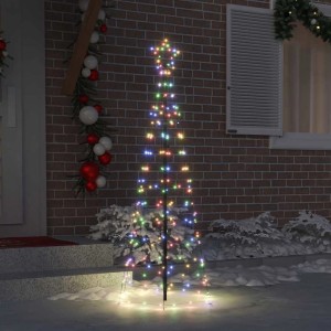 Mehrfarbiger LED Weihnachtsbaum (250cm) mit Erdspießen für den Außenbereich.