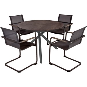 5-teiliges Gartenmöbel-Set 'Sophia 08' von Garden Pleasure in Anthrazit mit Tisch und 4 Freischwingern.