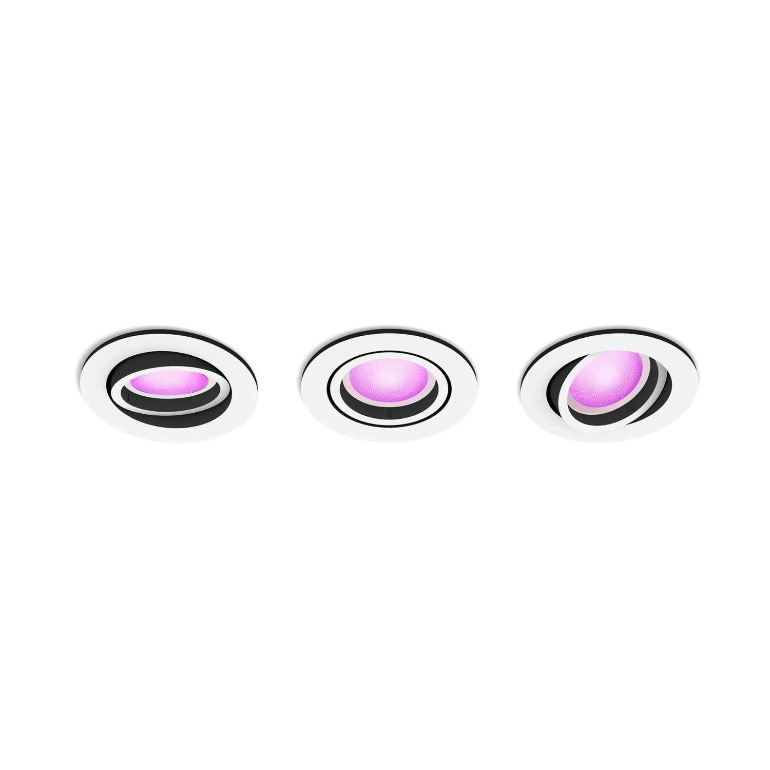 Philips Hue Centura Einbauspots, 3er-Pack, Weiß, mit farbiger Ambiance-Beleuchtung.