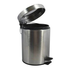 MSV Kosmetikeimer aus Edelstahl, 5 Liter, mit offenem Deckel und Pedal.