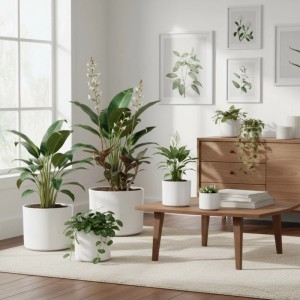 Weißer Scheurich Keramik Pflanzentopf Monaco 16 cm für Zimmerpflanzen im modernen Wohnambiente.