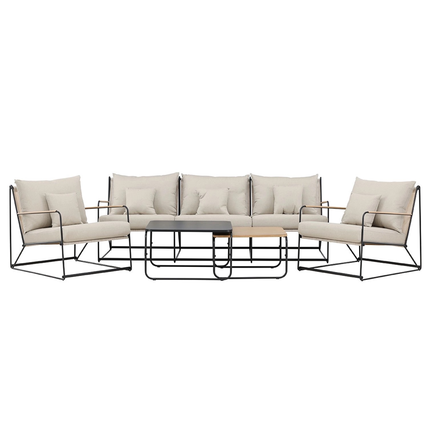 ebuy24 Palazzo Loungeset 1 Sofa 2 Stühle 2 Couchtische Schwarz Tisch cm H41 günstig online kaufen