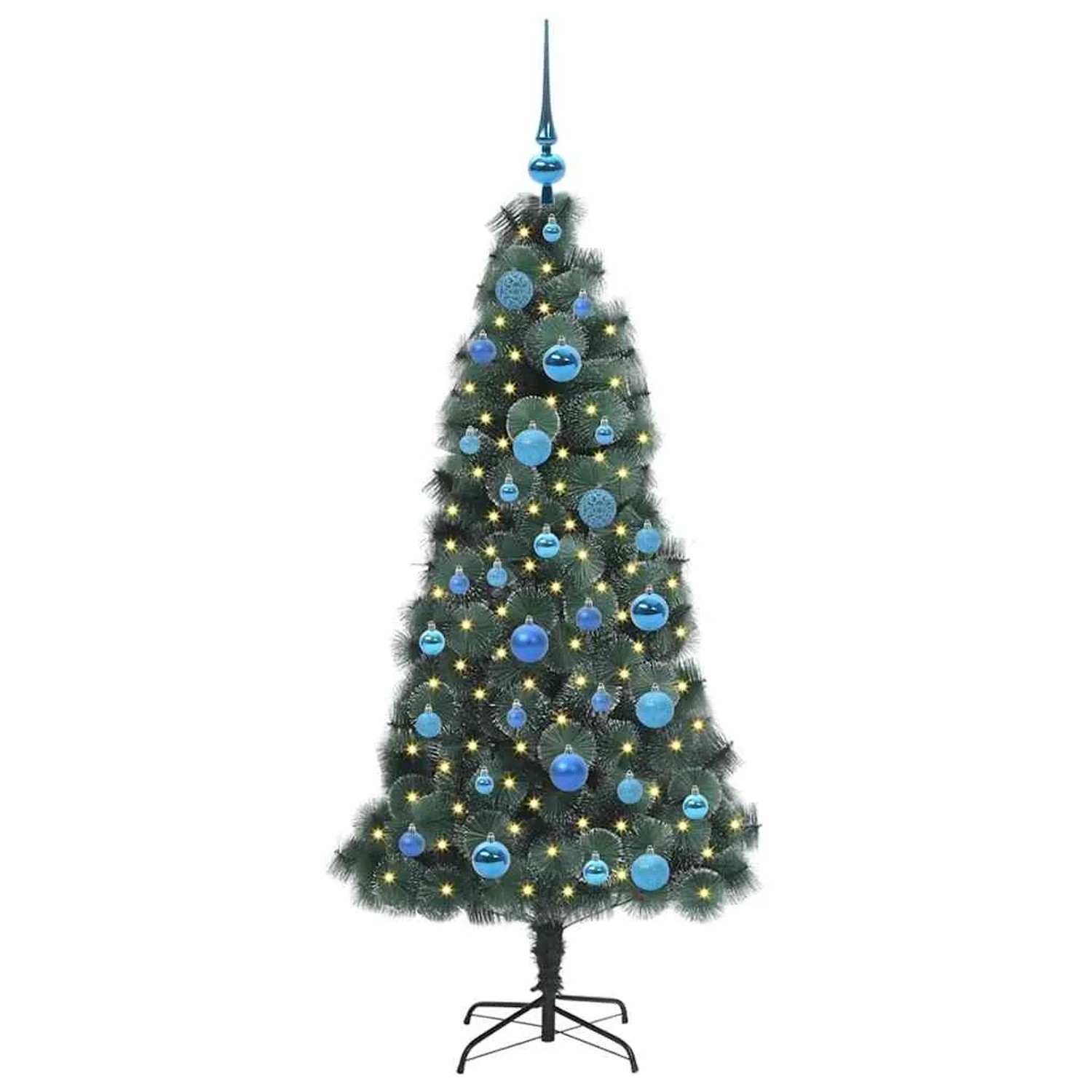 vidaXL Künstlicher Vorbeleuchteter Weihnachtsbaum mit Kugelset 150 cm 3396160