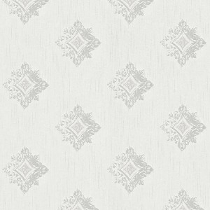 PROFHOME Barock Tapete mit Ornamenten in Beige und Grau. Matte Textiloptik.