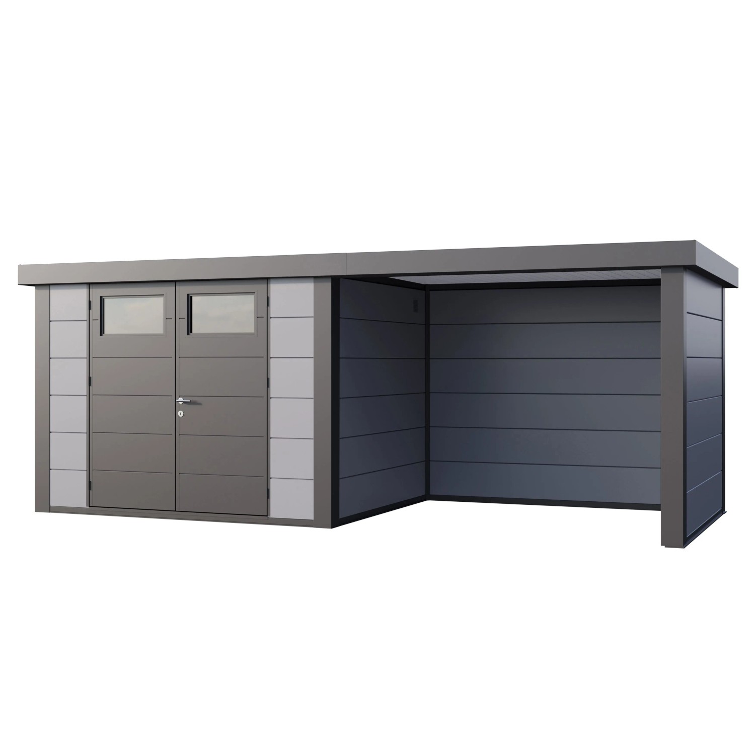 Gerätehaus Classico 3024 mit Lounge S Rechts 582 cm x 238 cm Hellgrau günstig online kaufen