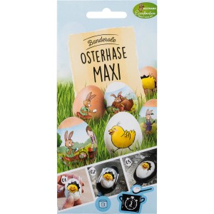 Brauns-Heitmann Eierfarben Banderole Osterhase Maxi, 12 Stück. Eier mit Hasen- und Kükenmotiven.