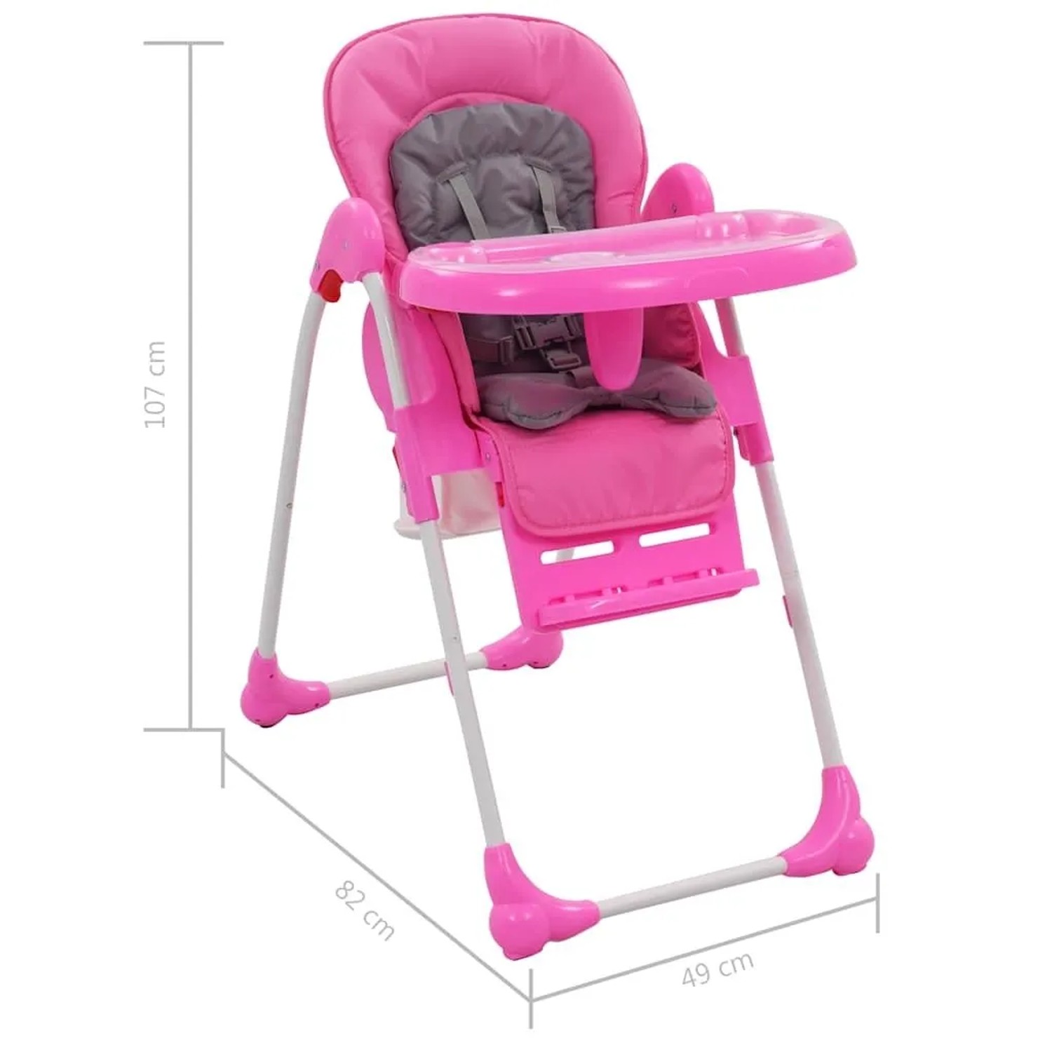 vidaXL Baby-Hochstuhl Rosa und Grau 10186_12