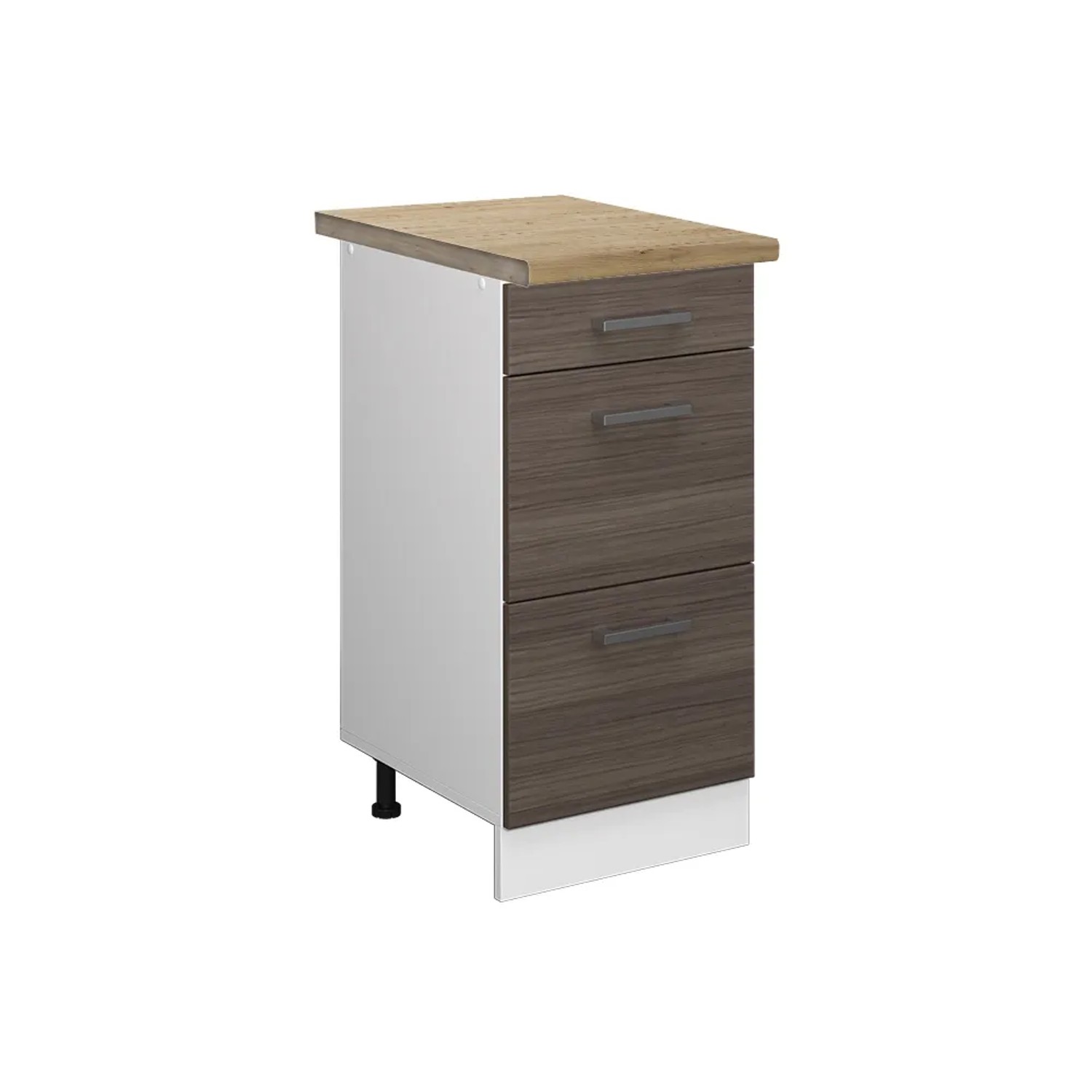 Vicco Küchenunterschrank R-Line Grau/Weiß 40 cm mit Schubladen AP Eiche