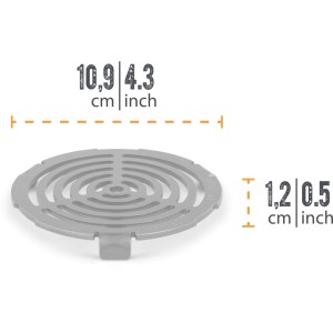 Petromax Einsatz für Atago Grillplatte: Stahl-Einsatz mit Grillstreifenmuster und Maßangaben.