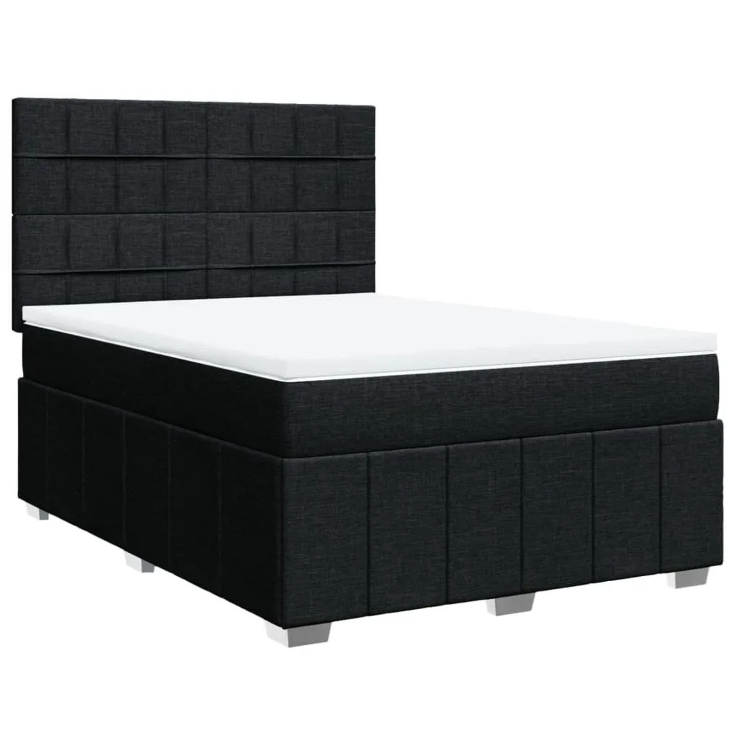 vidaXL Boxspringbett mit Matratze Schwarz 140x200 cm Stoff 3291693