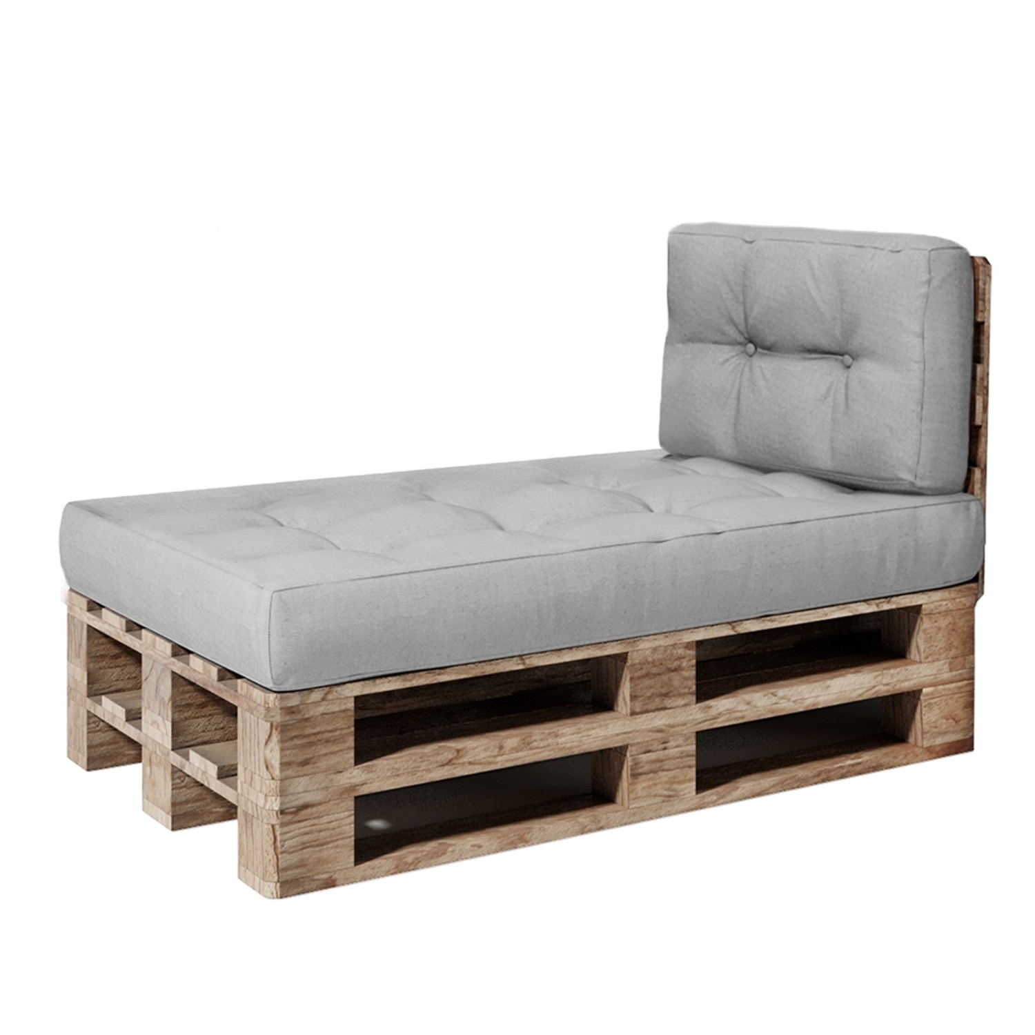Graues Vicco Palettenkissen Set, 2-teilig, für Palettenmöbel im Garten oder auf der Terrasse.