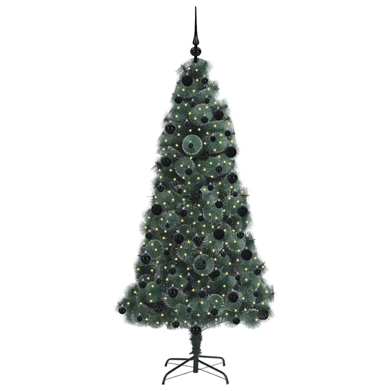 vidaXL Künstlicher Vorbeleuchteter Weihnachtsbaum mit Kugelset 210 cm 3396179