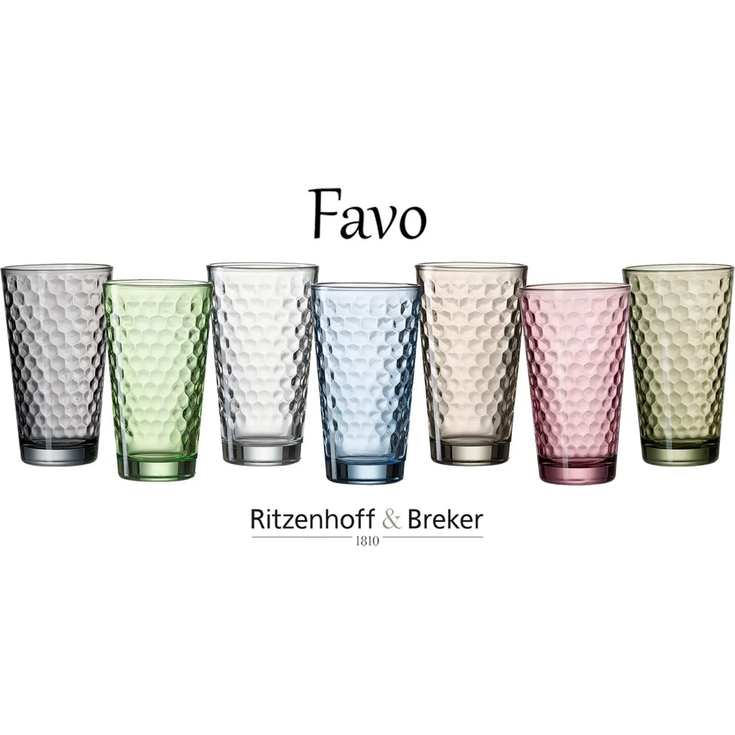Ritzenhoff & Breker Favo Longdrinkgläser, 12er Set in verschiedenen Farben.