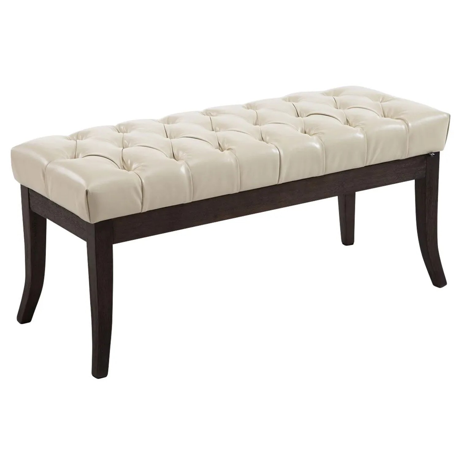 DELUKE Sitzbank CANNES Kunstleder Creme 100x38x46cm Dunkelbraun Sitzbank Flur Sitzhocker Esszimmerbank Polsterbank Schlafzimmer