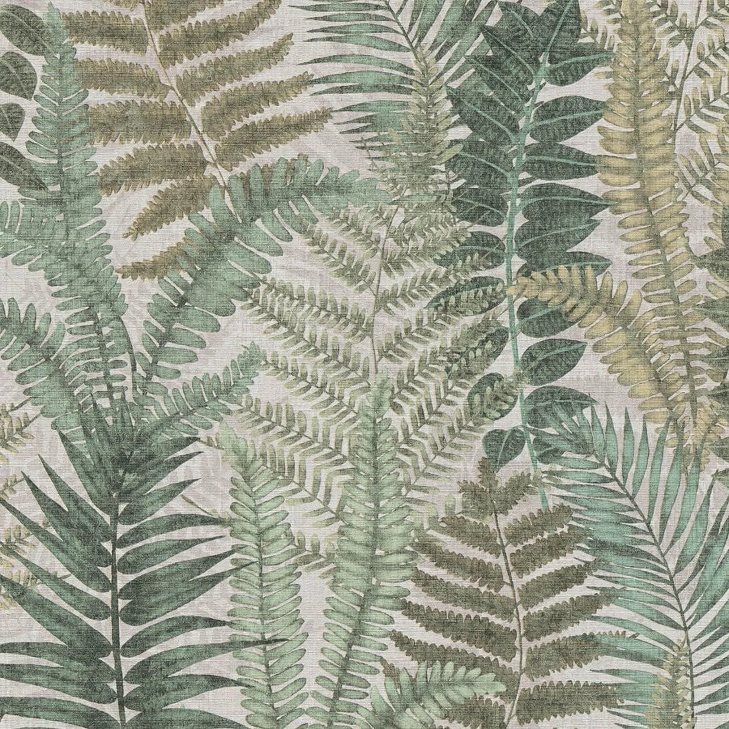 PROFHOME 393474-GU Natur Tapete Floral Grün Beige-Grau Oliv Hell-Braun 0,53 m x 10,05 m 5,33 m2