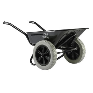 Haemmerlin Schubkarre Aktiv Excellium Twin, 100 l, lackiert, mit zwei PU-Rädern für hohe Stabilität.