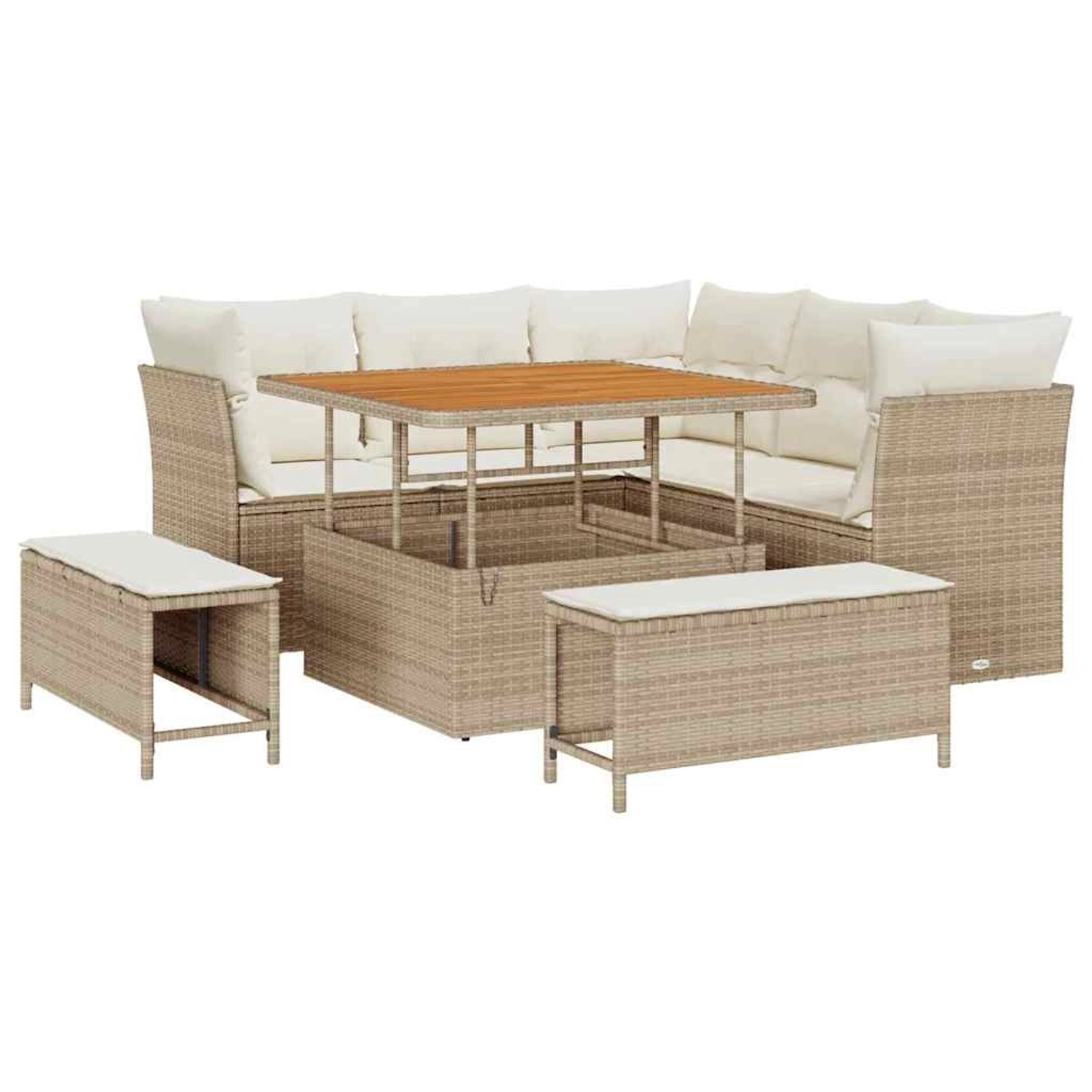 vidaXL 8-Teiliges Garten-Sofa-Set mit Kissen in Beige aus Poly Rattan und A günstig online kaufen