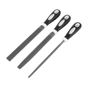 STAHLWERK Raspelfeilen 3er Set: Flach-, Halbrund- und Rundfeile für Holz- und Metallbearbeitung.