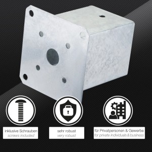 SOTECH Pfostenträger Bodenanker Zum Aufschrauben Vierkant 100 x 100 mm Feuerverzinkt