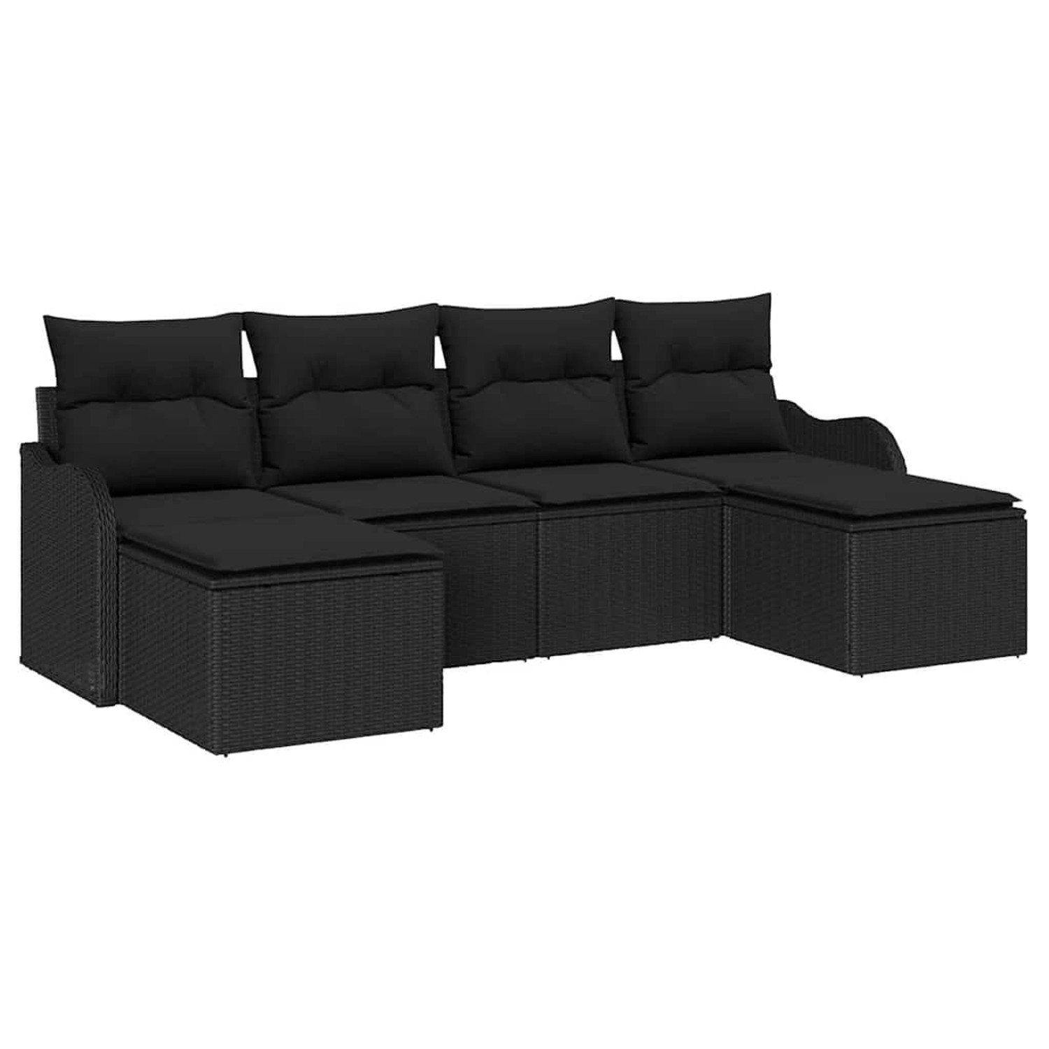 vidaXL Garten-Sofa-Set mit Kissen 6-Tlg Schwarz Poly Rattan 3354482 günstig online kaufen
