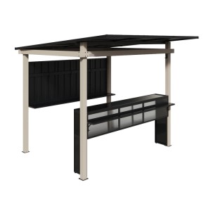 Sojag Outdoorbar Munich, lichtgraue Gartenbar mit Theke und Dach aus Stahl, 258x260x230cm.