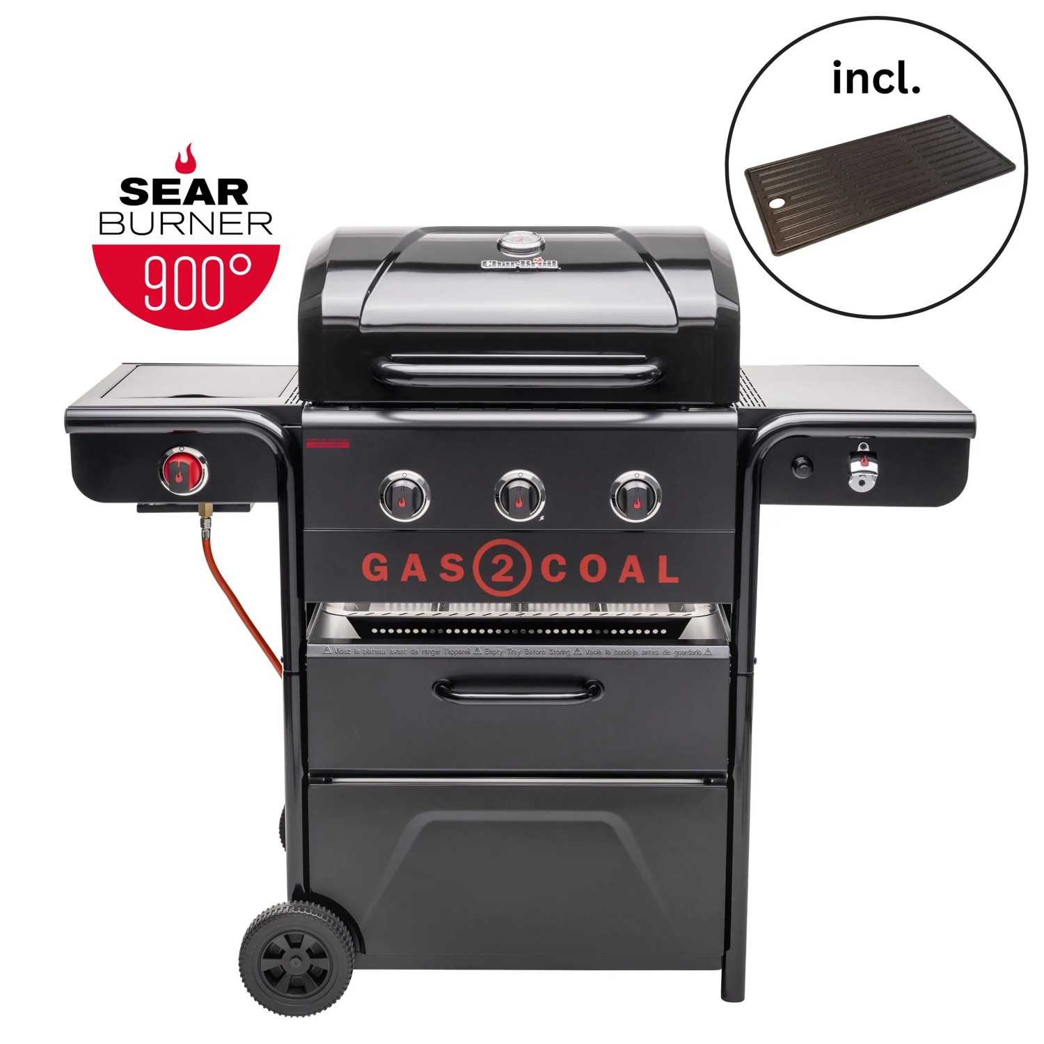 Char-Broil Gas & Holzkohle Hybridgrill Gas2Coal Special Edition 3 mit 3 Brennern