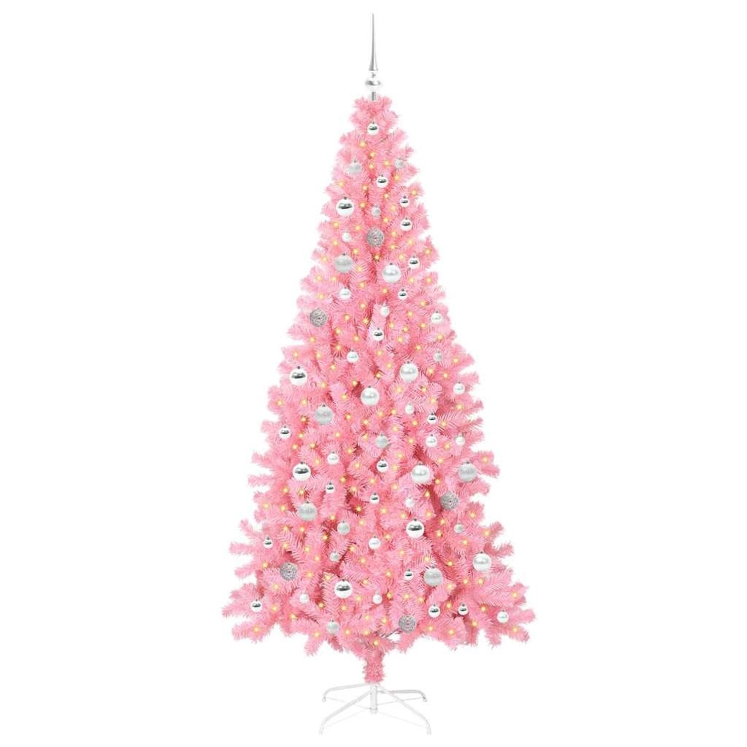vidaXL Weihnachtsbaum mit 300 LEDs mit Ständer Rosa 210 cm PVC 3396443